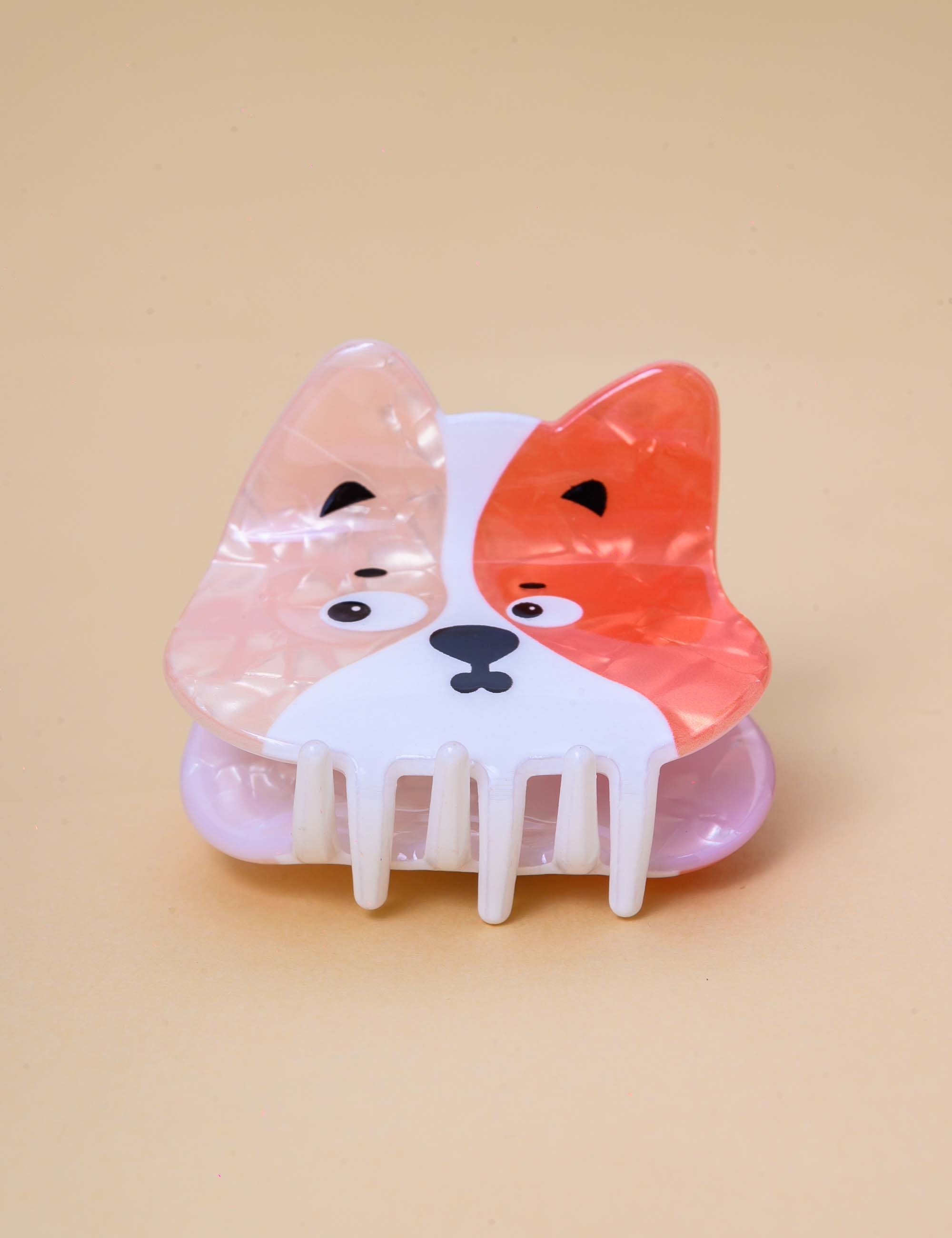 PRESILHA RESINA CACHORRINHO BEGE E LARANJA - PR2925VO09