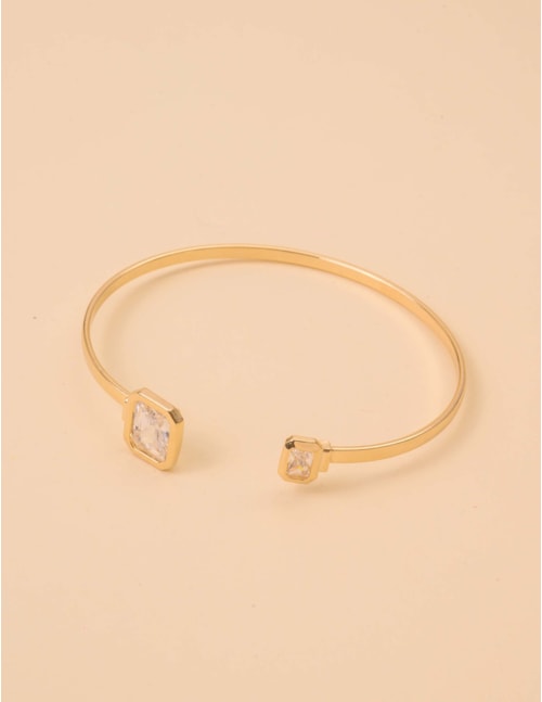 Pulseira com Duas Pedras Facetadas e Cravação Inglesa em Banho de Ouro 18k -PU29054VO01