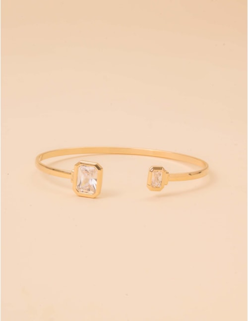 Pulseira com Duas Pedras Facetadas e Cravação Inglesa em Banho de Ouro 18k -PU29054VO01