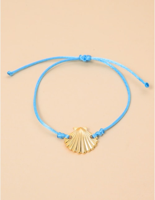 PULSEIRA CORDÃO AZUL CELESTE PINGENTE CONCHA - PU29069VO32