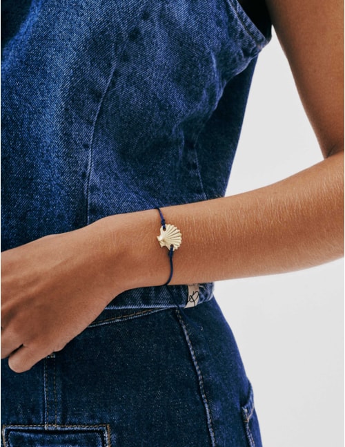 PULSEIRA CORDÃO AZUL PINGENTE CONCHA - PU29069VO03
