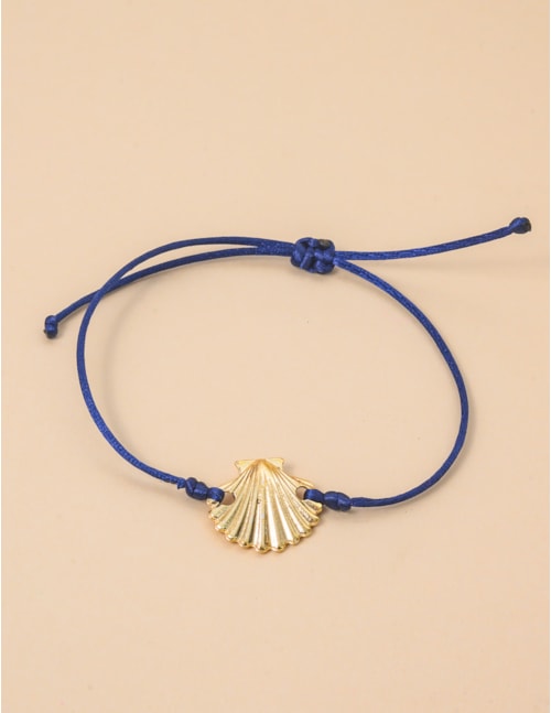 PULSEIRA CORDÃO AZUL PINGENTE CONCHA - PU29069VO03