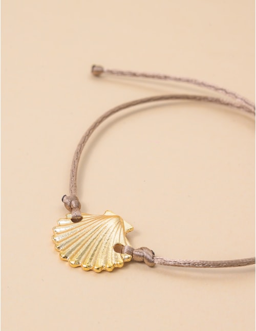 PULSEIRA CORDÃO BEGE PINGENTE CONCHA - PU29069VO09