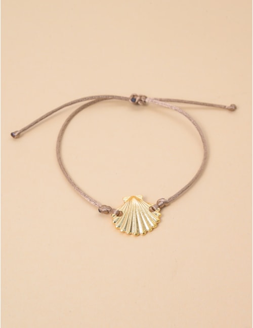 PULSEIRA CORDÃO BEGE PINGENTE CONCHA - PU29069VO09