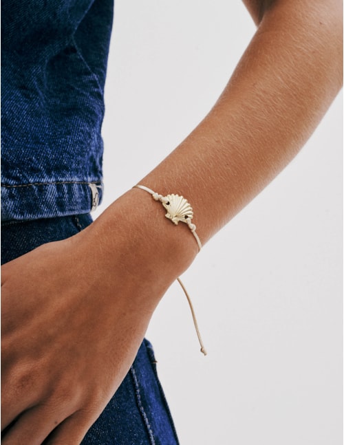 PULSEIRA CORDÃO OFF WHITE PINGENTE CONCHA - PU29069VO17