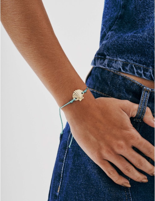 PULSEIRA FIO TURQUESA PINGENTE CONCHA - PU29069VO16