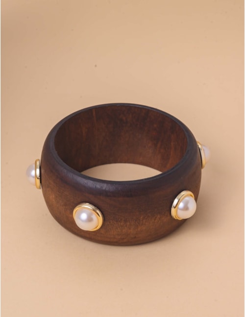 PULSEIRA MADEIRA COM PEROLAS - PU29067VO31
