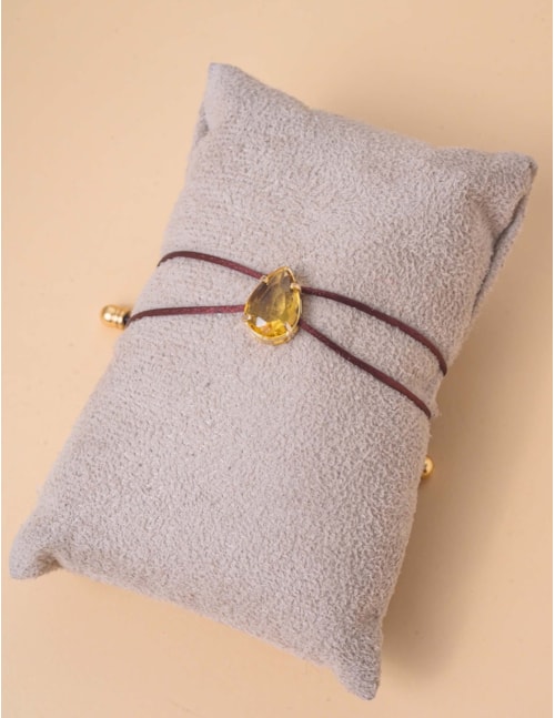 PULSEIRA MARROM GOTA CRISTAL AMARELO - PU29065VO24