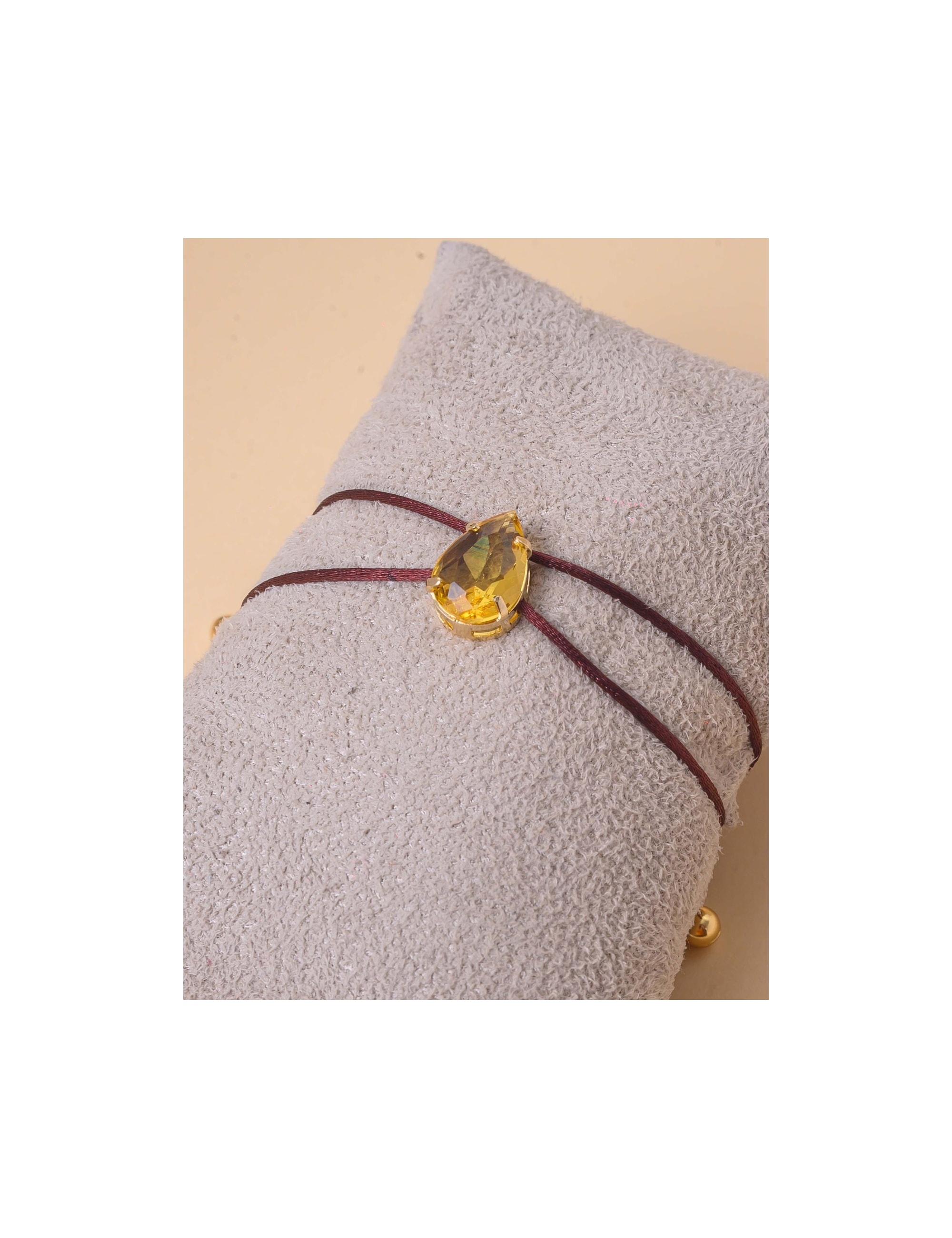 PULSEIRA MARROM GOTA CRISTAL AMARELO - PU29065VO24