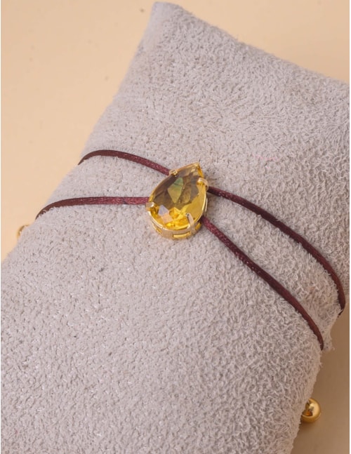 PULSEIRA MARROM GOTA CRISTAL AMARELO - PU29065VO24
