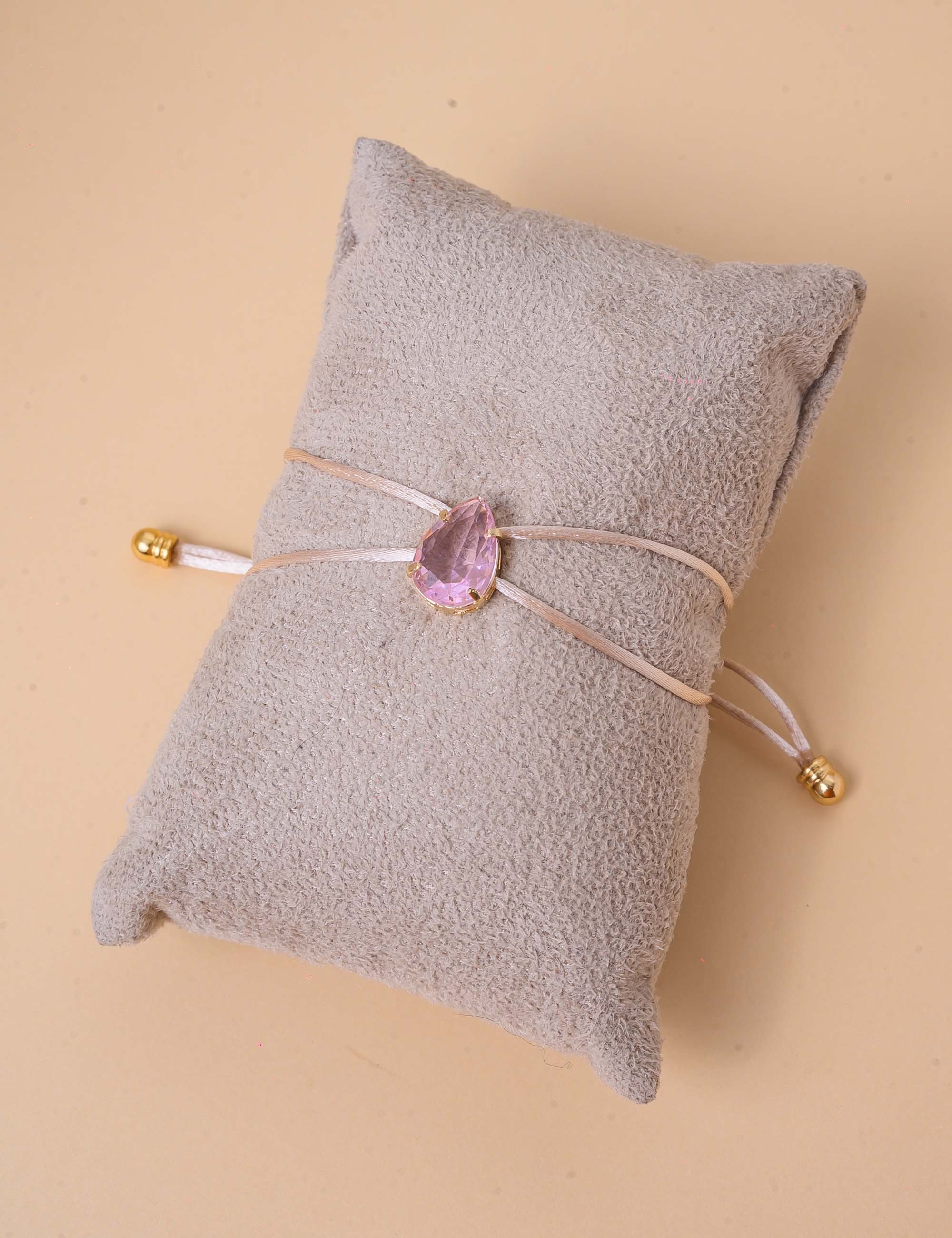 PULSEIRA NUDE GOTA CRISTAL ROSA - PU29065VO26